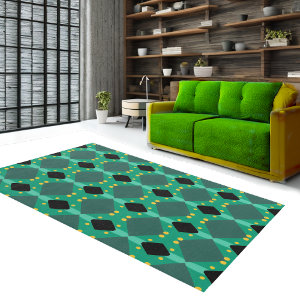 Green Yellow Dots Diamonds Rug
