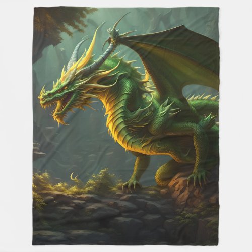 Green  Yellow Dragon Fleece Blanket