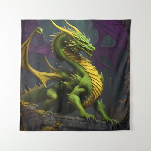 Green  Yellow Dragon Tapestry