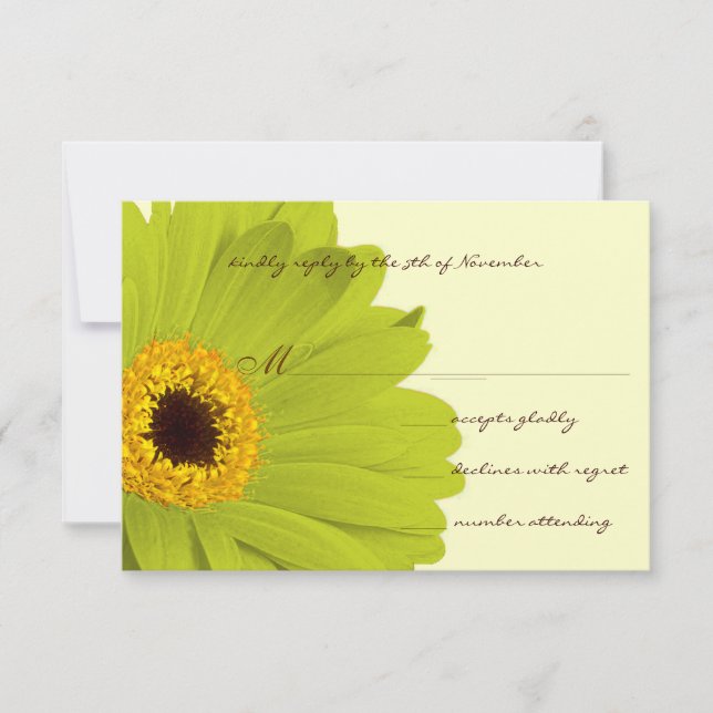 Green Yellow Elegant Gerber Wedding Invitation (Front)
