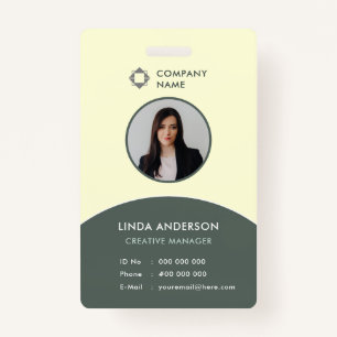 Green Yellow Employee Photo ID Company Logo Fresh Badge