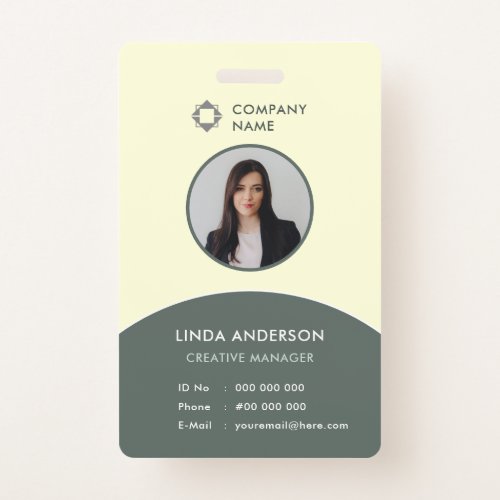 Green Yellow Employee Photo ID Company Logo Fresh Badge