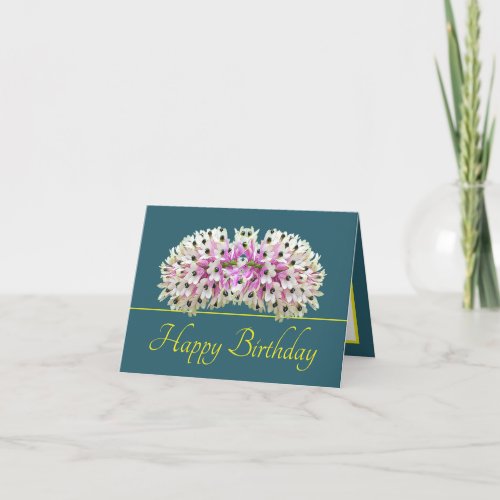 Green Yellow Exotic White Orchid Bouquet Birthday Card