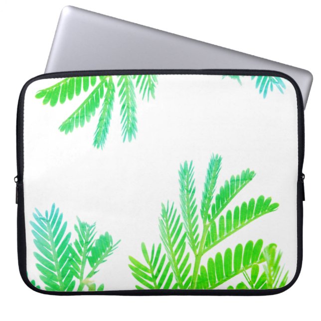 Green Yellow Fever Tree Leaves Laptop Sleeve (Front)