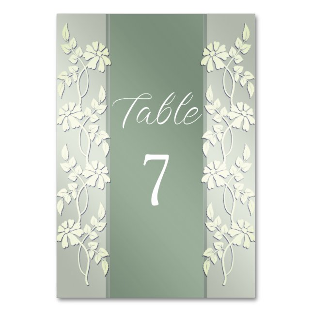 Green Yellow Floral Table Number (Front)