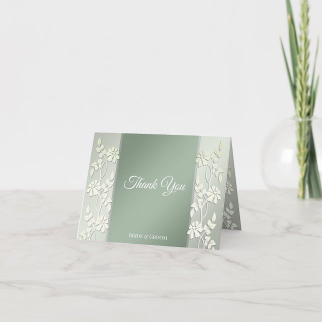 Green Yellow Floral Thank You Card (Front)