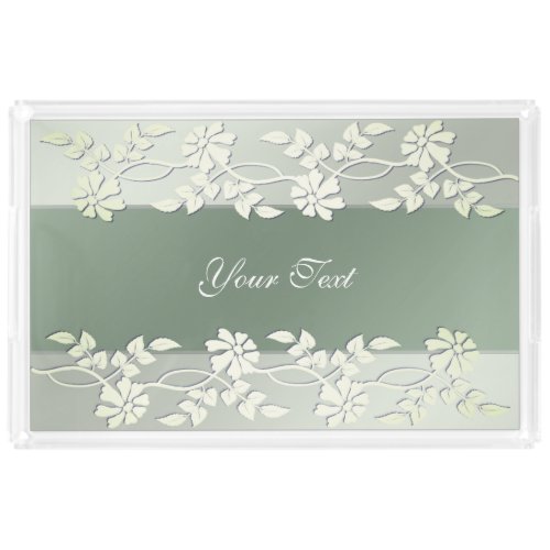 Green Yellow Floral Vanity Tray