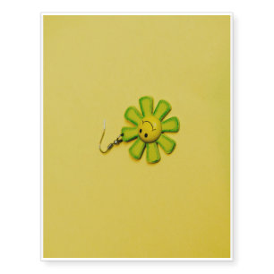 Green yellow flower earring temporary tattoos