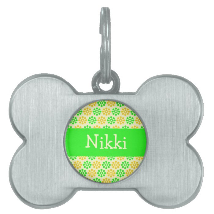 Green & Yellow Flowers Personalized Dog Tag Pet Tags