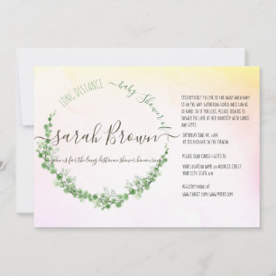 GREEN & YELLOW FOLIAGE LONG DISTANCE BABY SHOWER INVITATION