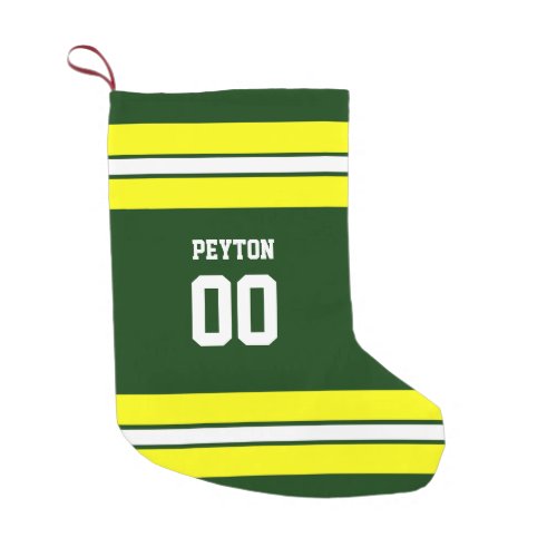 Green  Yellow Football Team Personalized Small Christmas Stocking