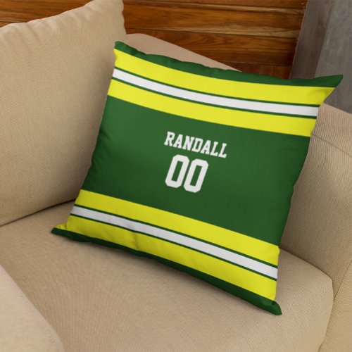 Green  Yellow Football Team Personalized Throw Pillow