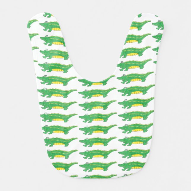 Green Yellow Gator Alligator Croc Crocodile Animal Bib (Front)