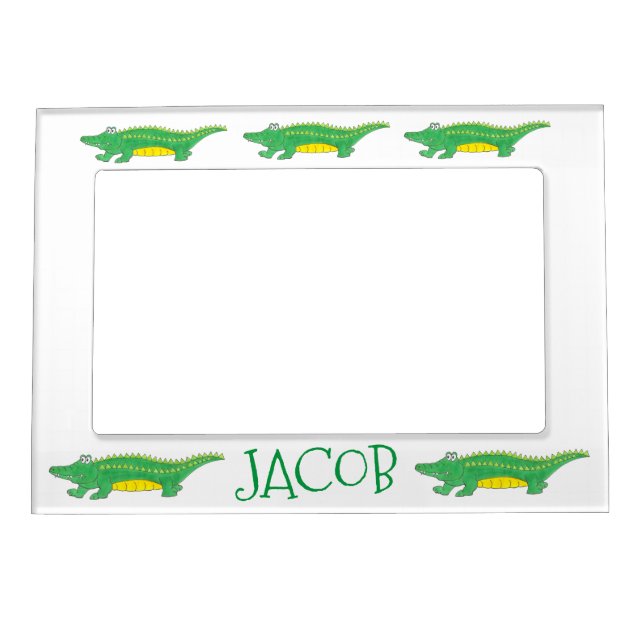 Green Yellow Gator Alligator Croc Crocodile Animal Magnetic Frame (Front)