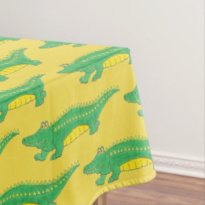 Green Yellow Gator Alligator Croc Crocodile Animal Tablecloth
