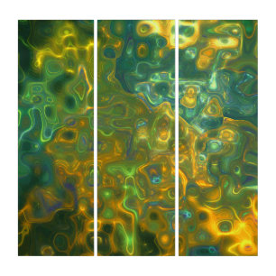 Green Yellow Gemstone Pattern Triptych