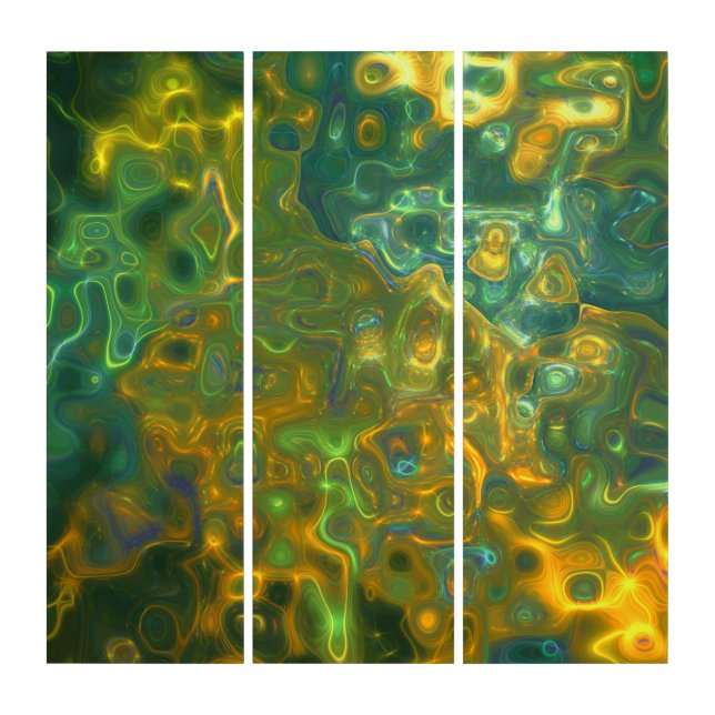 Green Yellow Gemstone Pattern Triptych (Front)