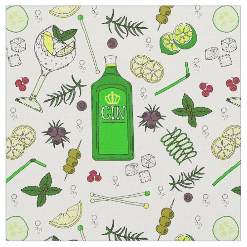 Green Yellow Gin Drinker Love Cocktails Mixologist Fabric