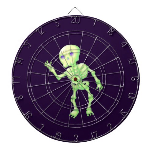 Green Yellow Glow Cute Skeleton Waving Art Dart Board