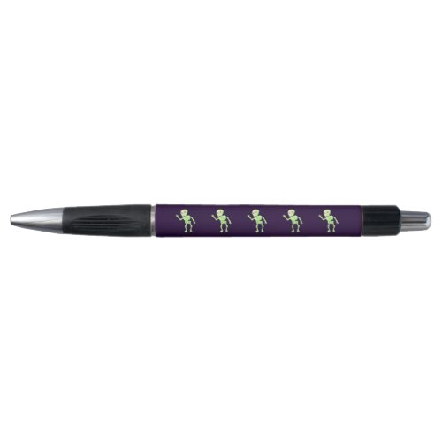 Green Yellow Glow Cute Skeleton Waving Art Pen