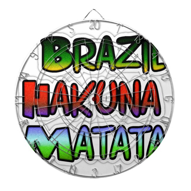 Green Yellow Golden Brazil Hakuna Matata Art Print Dartboard With Darts (Front)