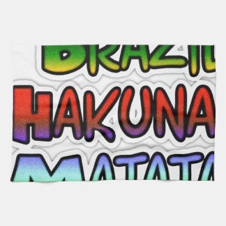 Green Yellow Golden Brazil Hakuna Matata Art Print Kitchen Towel