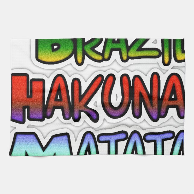 Green Yellow Golden Brazil Hakuna Matata Art Print Kitchen Towel (Horizontal)