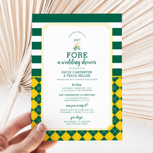 Green Yellow Golf Couples Shower Invitation