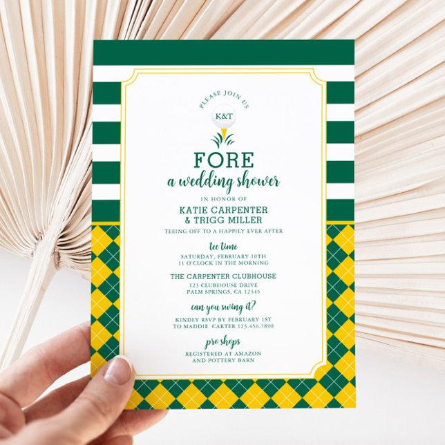 Green Yellow Golf Couples Shower Invitation (Golf Couples Wedding Shower Invitation)