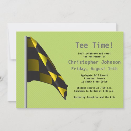 Green Yellow Golf Flag Retirement Party Invitation