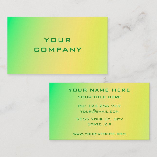 Green Yellow Gradient Color - Modern Fresh Natural Business Card (Front/Back)