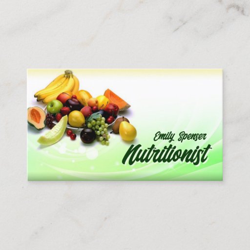 Customizable Green &amp; Yellow Gradient Healthy Life/Diet Card Business Card Templates