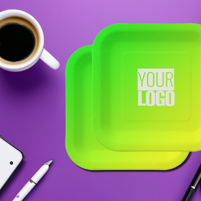 green yellow gradient  -your logo  paper plates (Creator Uploaded)