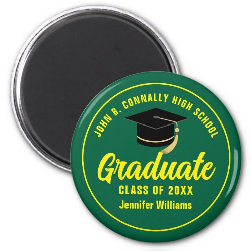 Green Yellow Graduate Custom 2024 Graduation Magnet