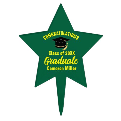 Green Yellow Graduate Custom 2024 Graduation Party Cake Topper