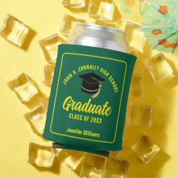 Green Yellow Graduate Custom 2024 Graduation Party Can Cooler