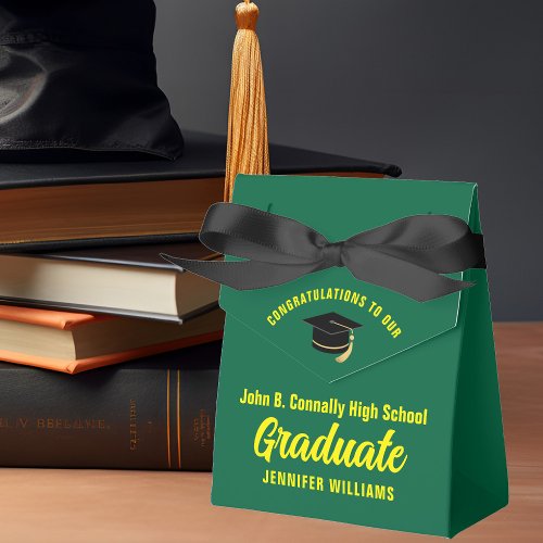 Green Yellow Graduate Custom 2024 Graduation Party Favor Boxes