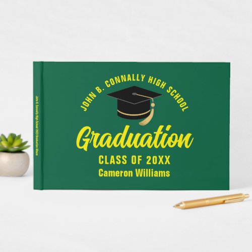 Green Yellow Graduate Custom 2024 Graduation Party Guest Book