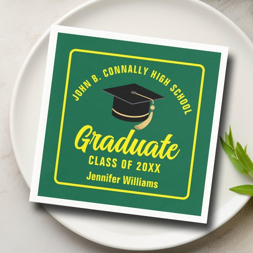 Green Yellow Graduate Custom 2024 Graduation Party Napkins