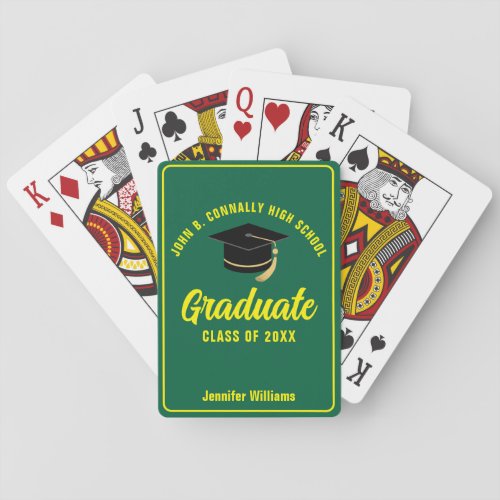 Green Yellow Graduate Custom 2024 Graduation Party Playing Cards