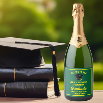 Green Yellow Graduate Custom 2024 Graduation Party Sparkling Wine Label by epicdesigns at Zazzle