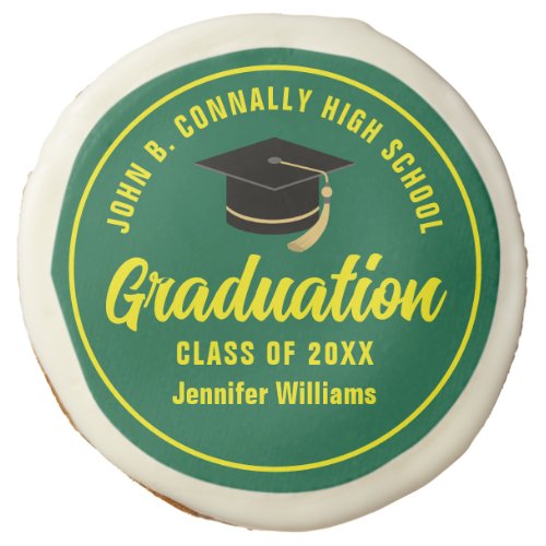 Green Yellow Graduate Custom 2024 Graduation Party Sugar Cookie