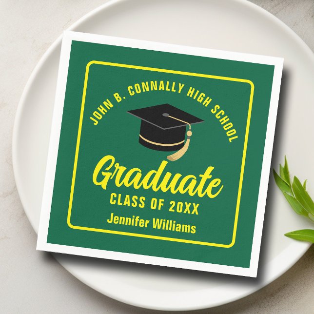 Green Yellow Graduate Custom 2025 Graduation Party Napkins (Creator Uploaded)