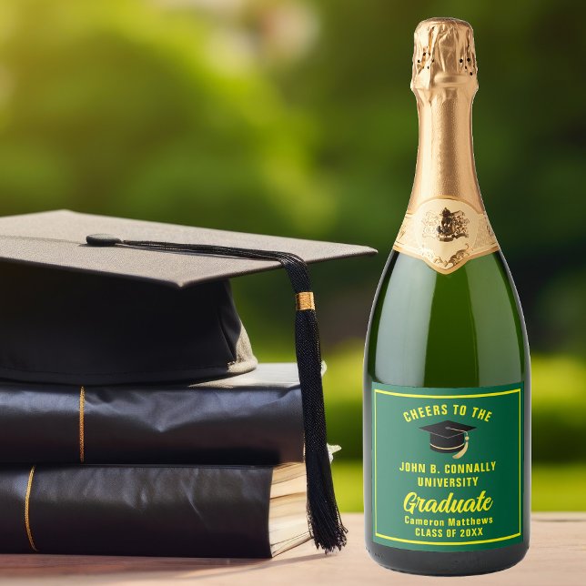 Green Yellow Graduate Custom 2025 Graduation Party Sparkling Wine Label (Creator Uploaded)