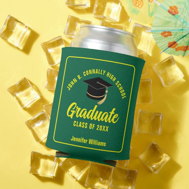 Green Yellow Graduate Custom 2026 Graduation Party Can Cooler (In Situ Summer)