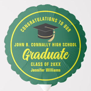 Green Yellow Graduate Custom Graduation Party Balloon