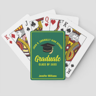 Green Yellow Graduate Custom Graduation Party Poker Cards