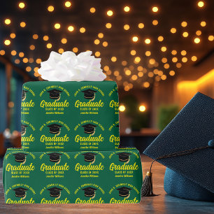 Green Yellow Graduate Customized Graduation Wrapping Paper