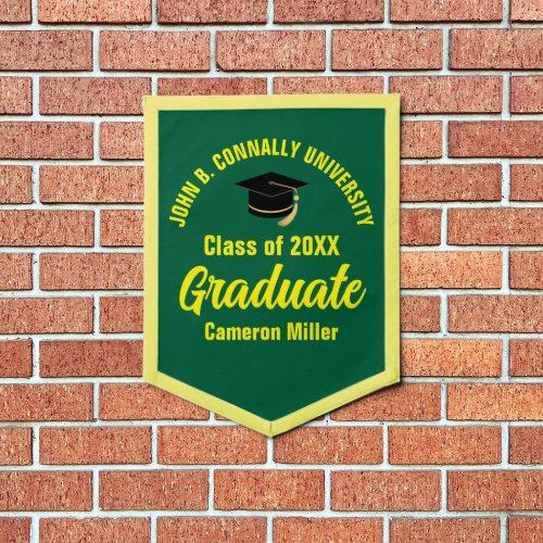 Green Yellow Graduate Personalized 2024 Graduation Pennant