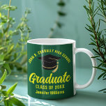 Green Yellow Graduate Personalized 2025 Graduation Coffee Mug<br><div class="desc">This modern green and yellow custom senior graduation mug features classy typography of your high school or college name for the class of 2025. Customize with your graduating year under the chic handwritten script and black grad cap for a great personalized graduate keepsake gift.</div>